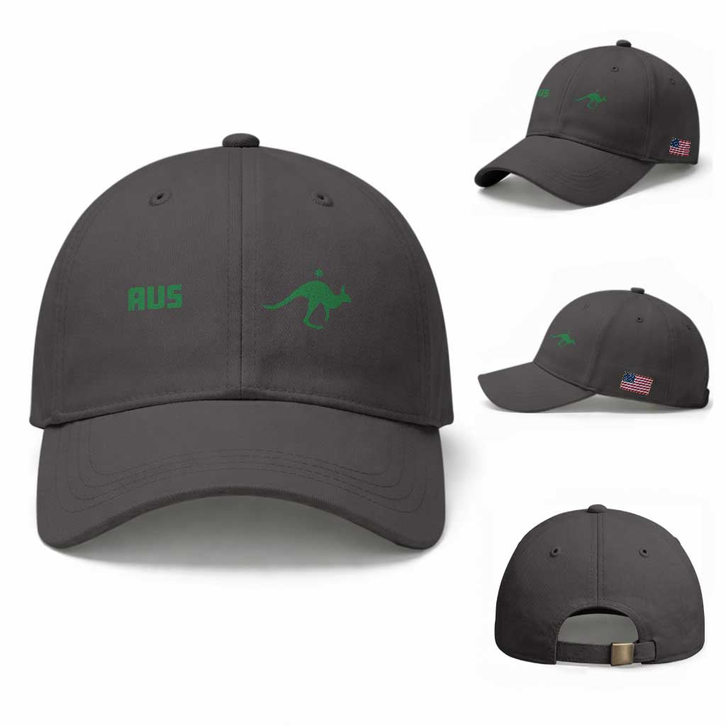 Kangaroo Australia Aus Team Aussie Athletic Jersey Style Baseball Cap TS11 Baseball Cap Universal Fit Dark Gray Print Your Wear