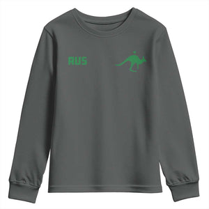 Kangaroo Australia Aus Team Aussie Athletic Jersey Style Youth Sweatshirt TS11 Dark Heather Print Your Wear
