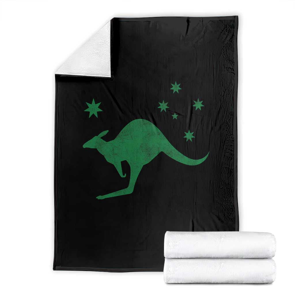 Australia Kangaroo with Federation Star Aussie Roots Throw Blanket TS11 Black Print Your Wear