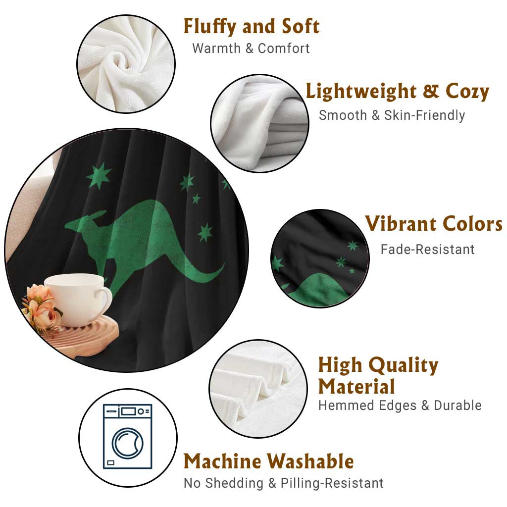 Australia Kangaroo with Federation Star Aussie Roots Throw Blanket TS11 Print Your Wear