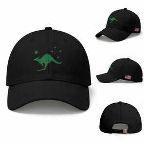 Australia Kangaroo with Federation Star Aussie Roots Baseball Cap TS11 Baseball Cap Universal Fit Black Print Your Wear