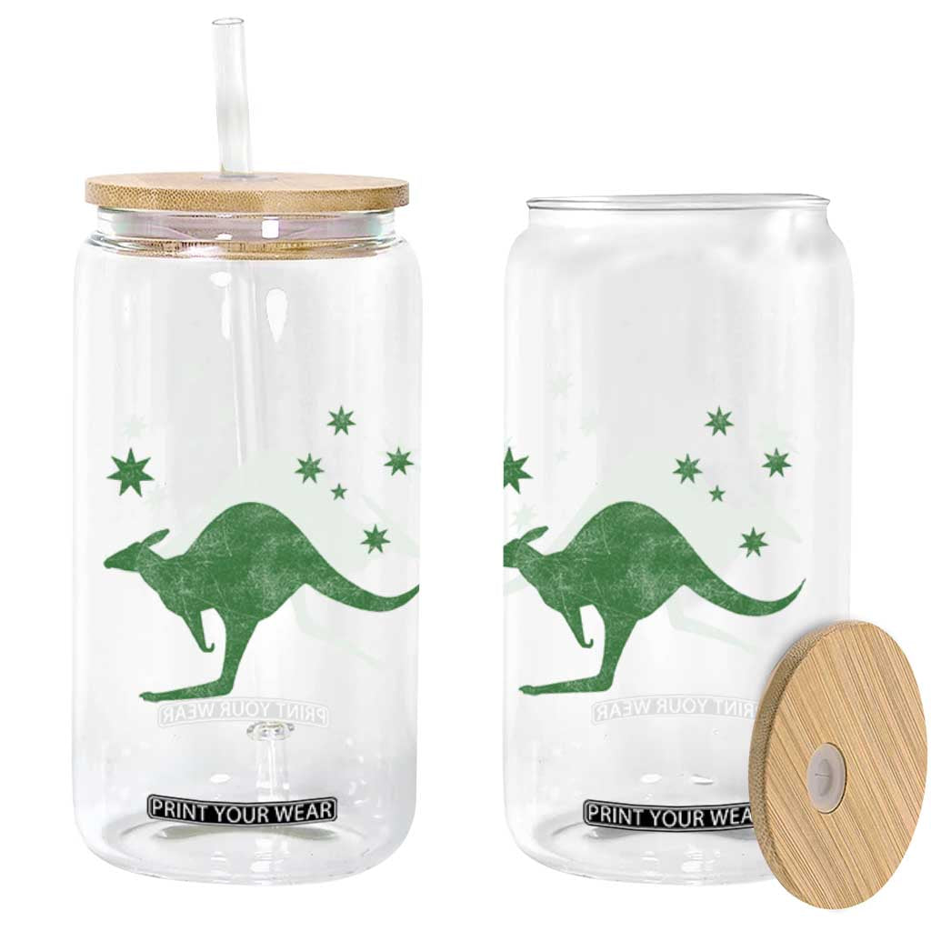 Australia Kangaroo with Federation Star Aussie Roots Glass Can TS11 Print Your Wear