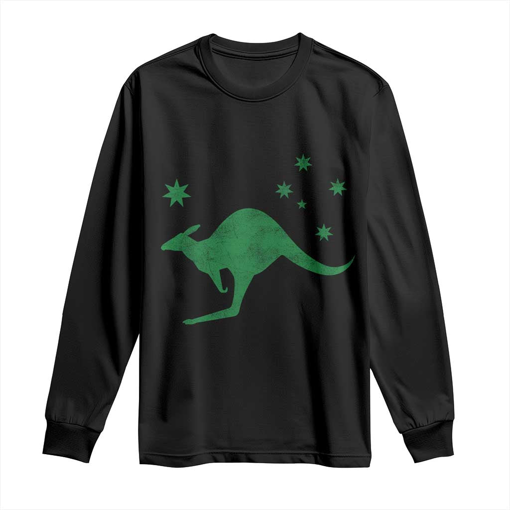 Australia Kangaroo with Federation Star Aussie Roots Long Sleeve Shirt TS11 Black Print Your Wear