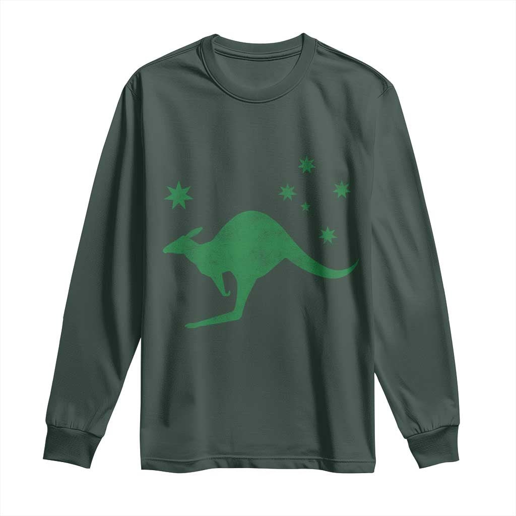 Australia Kangaroo with Federation Star Aussie Roots Long Sleeve Shirt TS11 Dark Forest Green Print Your Wear
