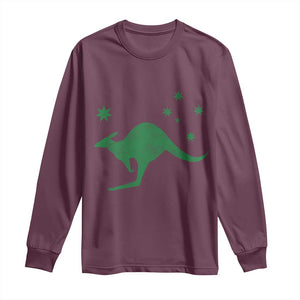 Australia Kangaroo with Federation Star Aussie Roots Long Sleeve Shirt TS11 Maroon Print Your Wear