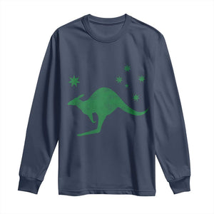Australia Kangaroo with Federation Star Aussie Roots Long Sleeve Shirt TS11 Navy Print Your Wear