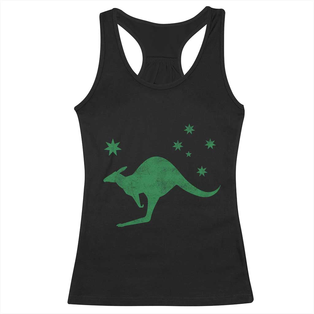 Australia Kangaroo with Federation Star Aussie Roots Racerback Tank Top TS11 Black Print Your Wear