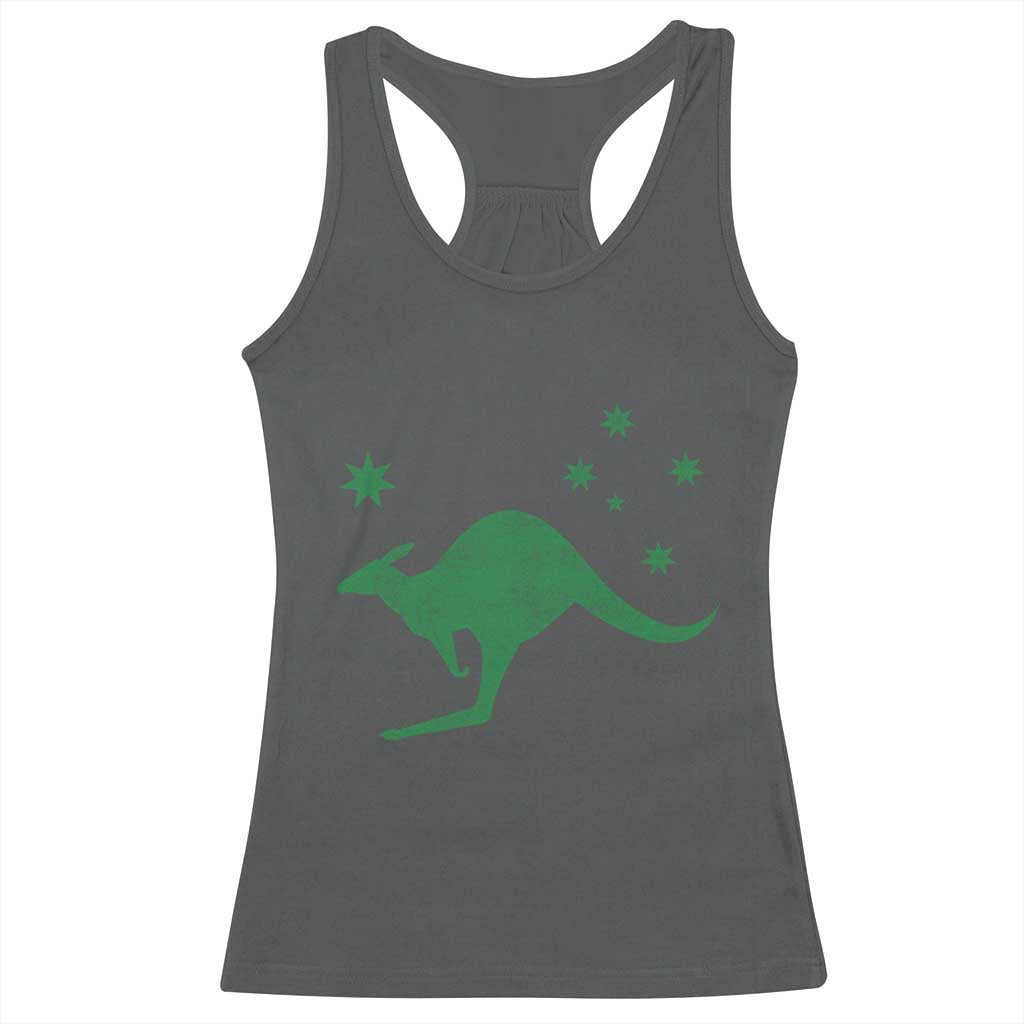 Australia Kangaroo with Federation Star Aussie Roots Racerback Tank Top TS11 Dark Heather Print Your Wear
