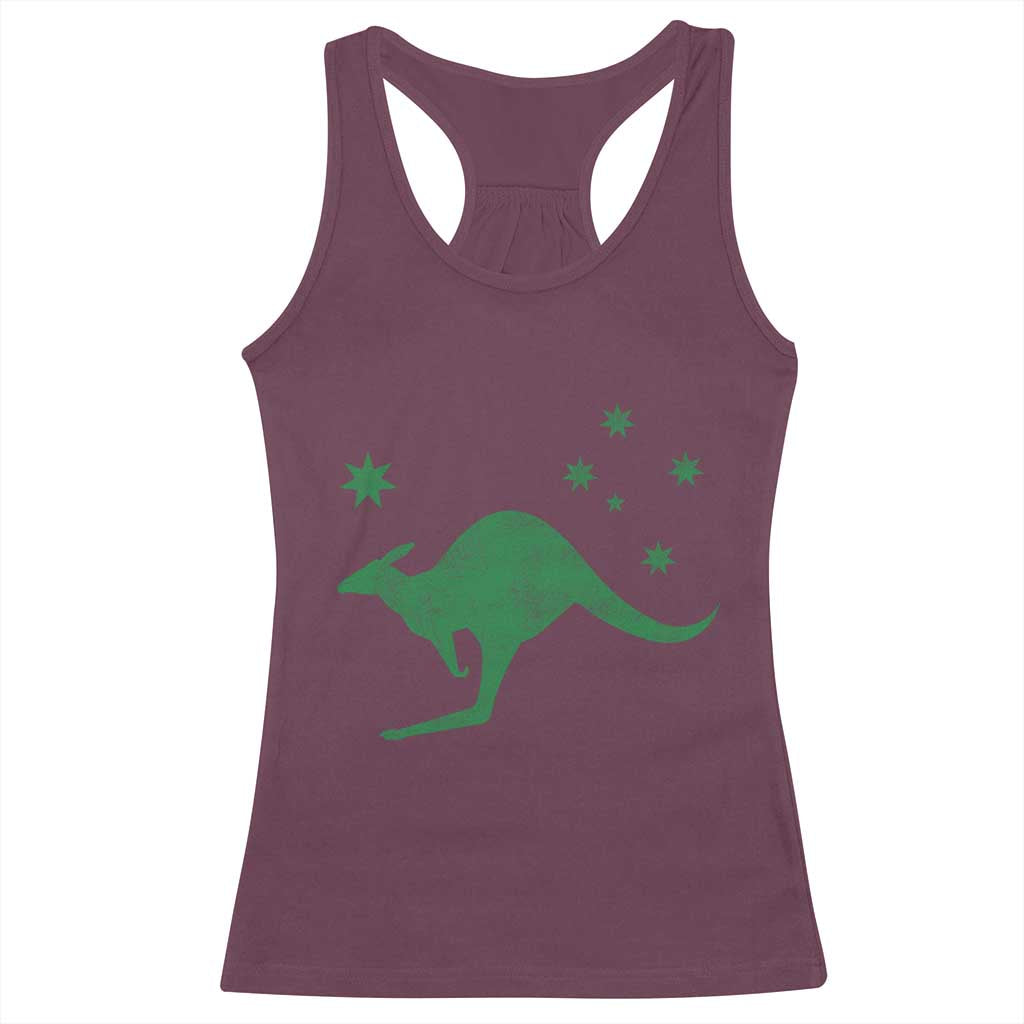 Australia Kangaroo with Federation Star Aussie Roots Racerback Tank Top TS11 Maroon Print Your Wear