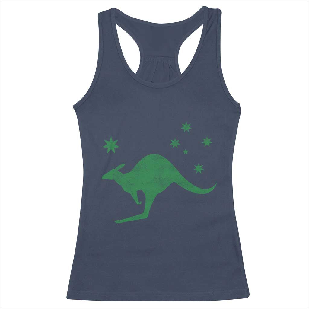 Australia Kangaroo with Federation Star Aussie Roots Racerback Tank Top TS11 Navy Print Your Wear