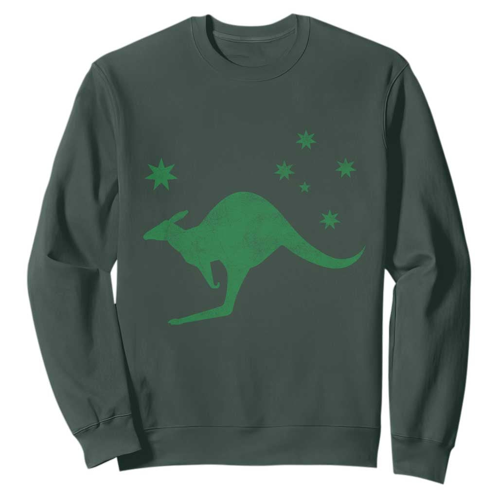 Australia Kangaroo with Federation Star Aussie Roots Sweatshirt TS11 Dark Forest Green Print Your Wear