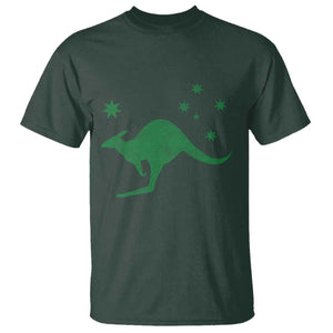 Australia Kangaroo with Federation Star Aussie Roots T Shirt TS11 Dark Forest Green Print Your Wear