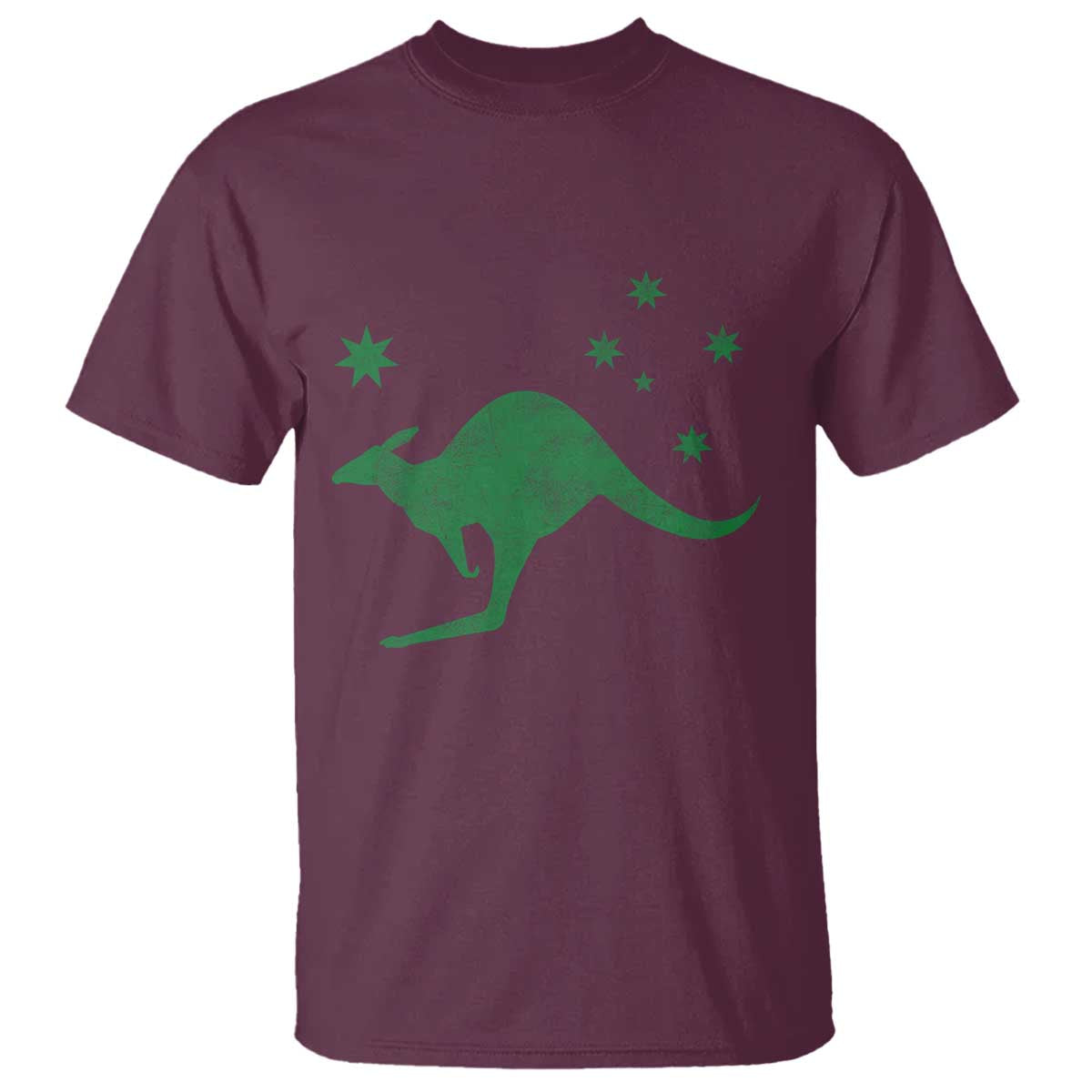 Australia Kangaroo with Federation Star Aussie Roots T Shirt TS11 Maroon Print Your Wear