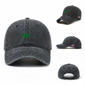 Australia Kangaroo with Federation Star Aussie Roots Washed Cotton Baseball Cap TS11 Washed Cap Universal Fit Dark Gray Print Your Wear