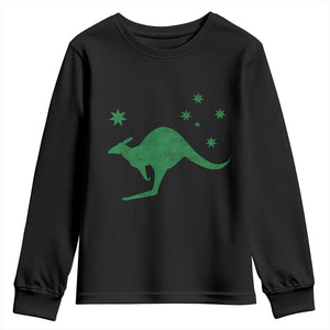 Australia Kangaroo with Federation Star Aussie Roots Youth Sweatshirt TS11 Black Print Your Wear