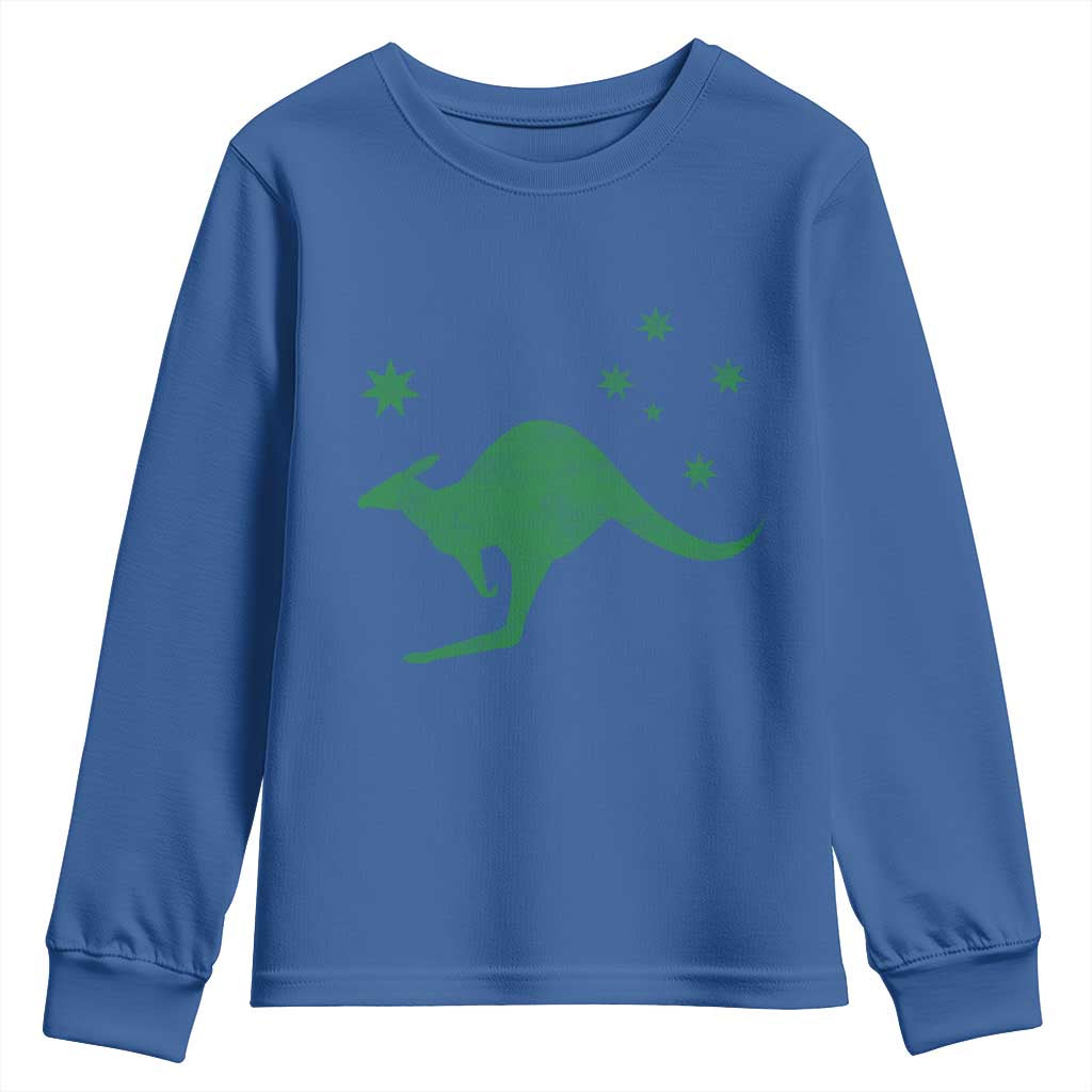 Australia Kangaroo with Federation Star Aussie Roots Youth Sweatshirt TS11 Royal Blue Print Your Wear