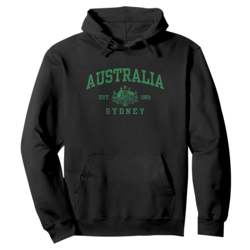 Australia Sydney Est 1901 Hoodie Commonwealth Vintage Crest TS11 Black Print Your Wear