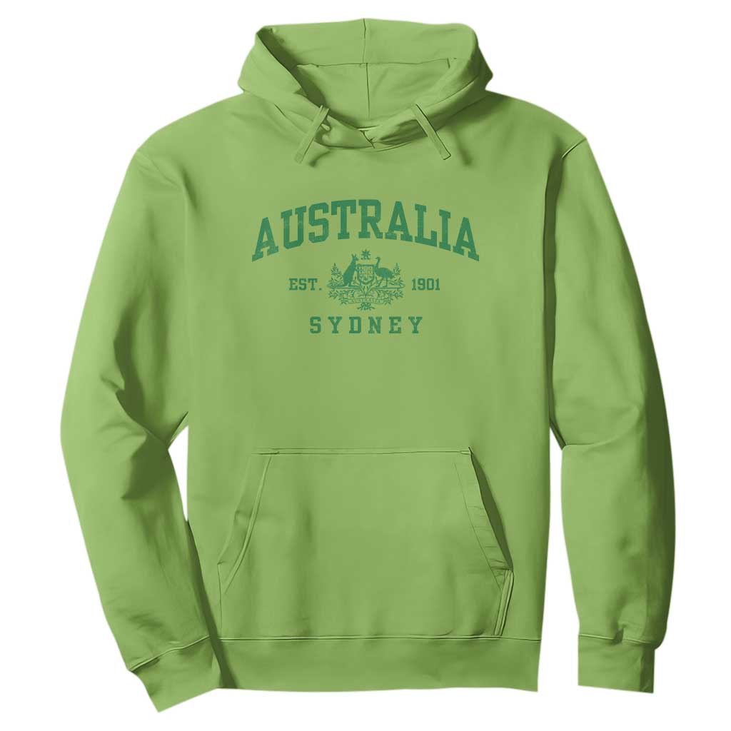 Australia Sydney Est 1901 Hoodie Commonwealth Vintage Crest TS11 Lime Print Your Wear