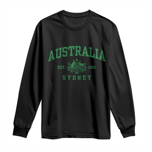 Australia Sydney Est 1901 Long Sleeve Shirt Commonwealth Vintage Crest TS11 Black Print Your Wear