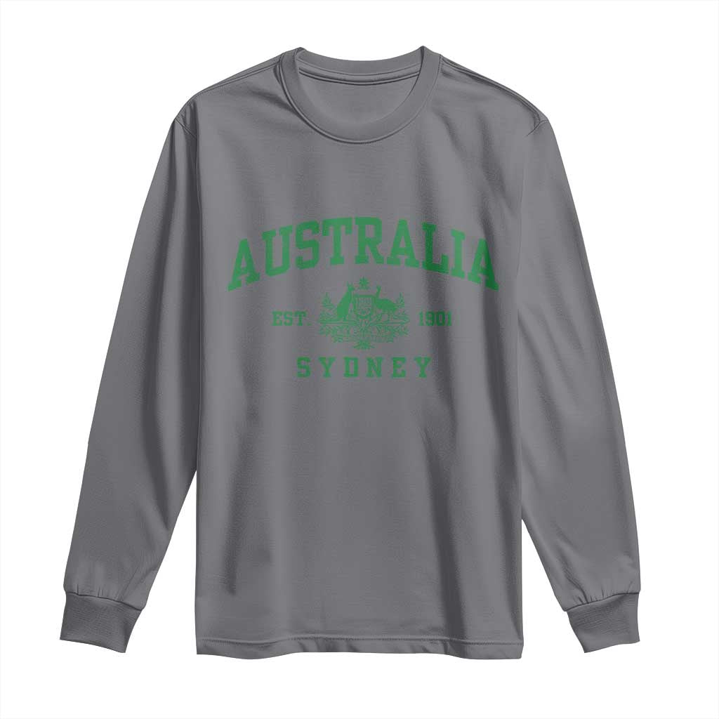 Australia Sydney Est 1901 Long Sleeve Shirt Commonwealth Vintage Crest TS11 Charcoal Print Your Wear