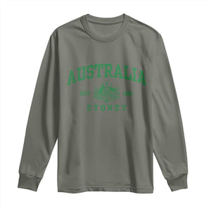 Australia Sydney Est 1901 Long Sleeve Shirt Commonwealth Vintage Crest TS11 Military Green Print Your Wear