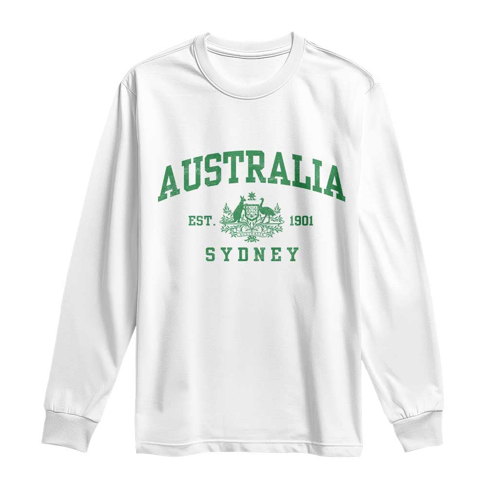 Australia Sydney Est 1901 Long Sleeve Shirt Commonwealth Vintage Crest TS11 White Print Your Wear