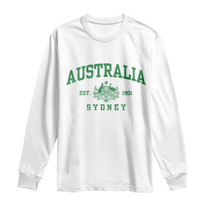 Australia Sydney Est 1901 Long Sleeve Shirt Commonwealth Vintage Crest TS11 White Print Your Wear