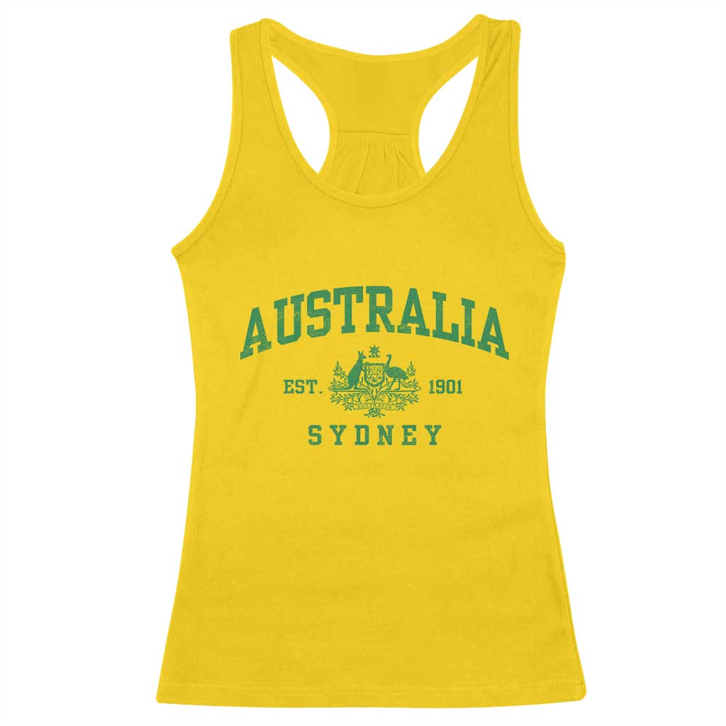 Australia Sydney Est 1901 Racerback Tank Top Commonwealth Vintage Crest TS11 Daisy Print Your Wear