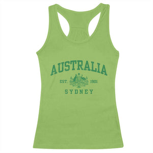 Australia Sydney Est 1901 Racerback Tank Top Commonwealth Vintage Crest TS11 Lime Print Your Wear