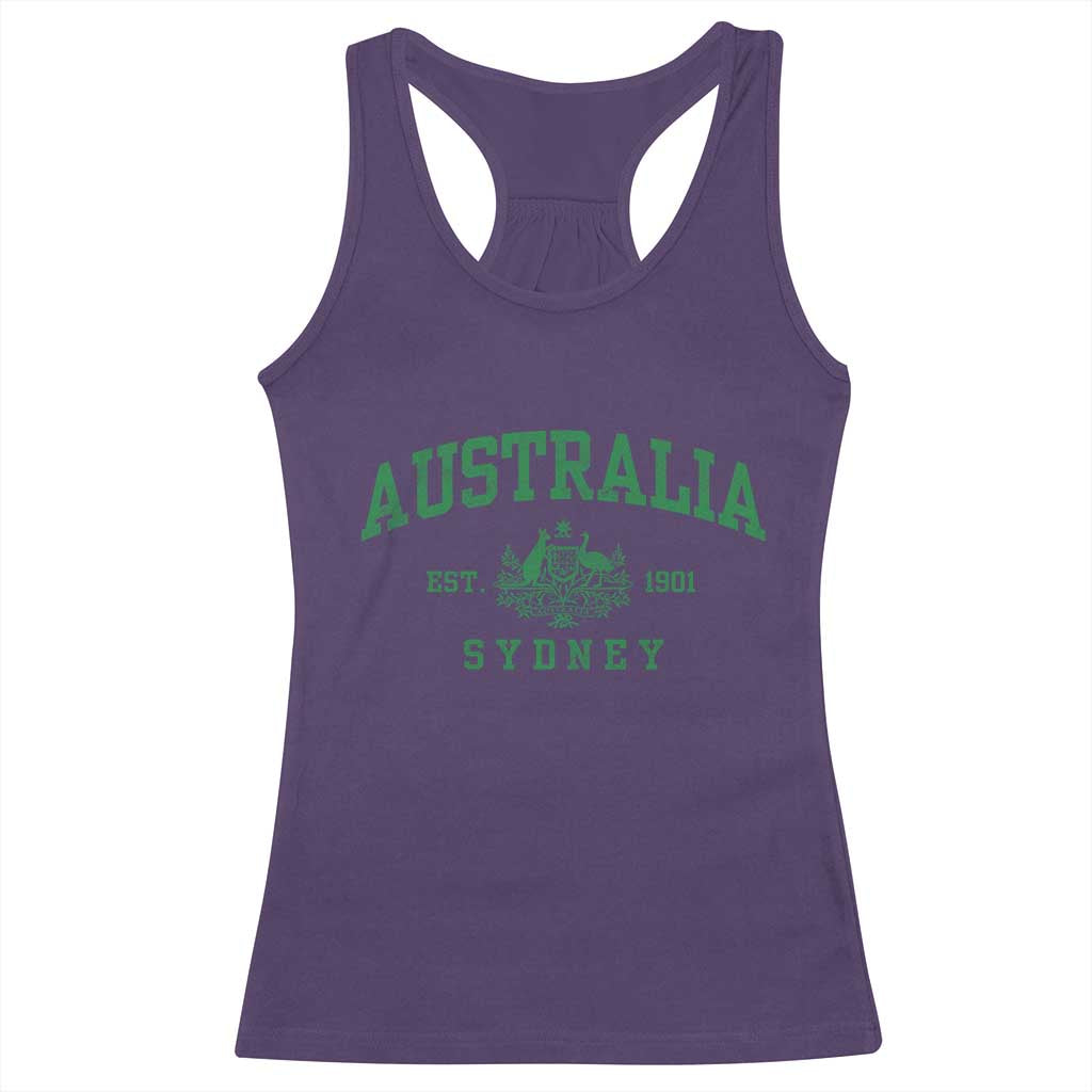 Australia Sydney Est 1901 Racerback Tank Top Commonwealth Vintage Crest TS11 Purple Print Your Wear
