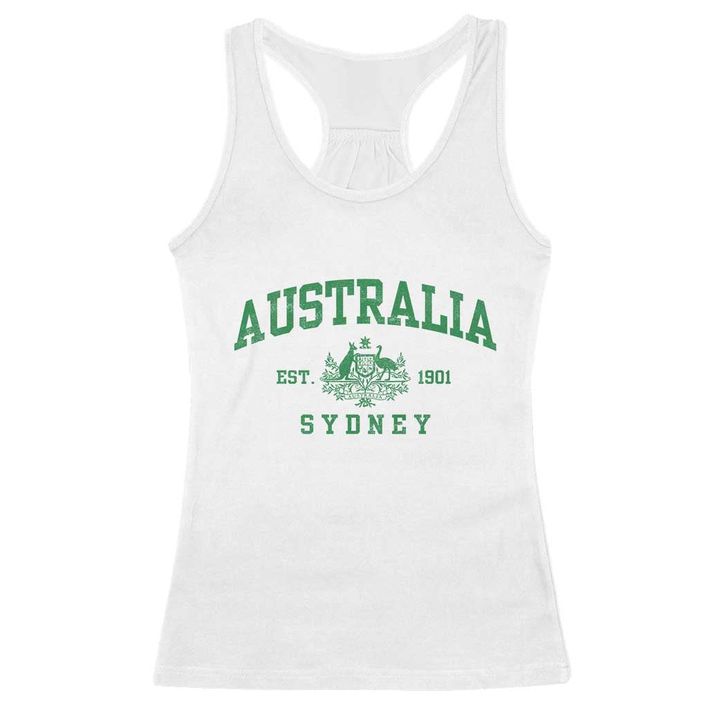 Australia Sydney Est 1901 Racerback Tank Top Commonwealth Vintage Crest TS11 White Print Your Wear