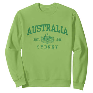Australia Sydney Est 1901 Sweatshirt Commonwealth Vintage Crest TS11 Lime Print Your Wear
