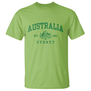 Australia Sydney Est 1901 T Shirt Commonwealth Vintage Crest TS11 Lime Print Your Wear