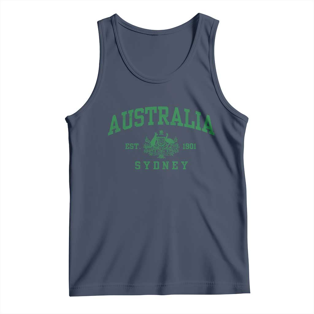 Australia Sydney Est 1901 Tank Top Commonwealth Vintage Crest TS11 Navy Print Your Wear