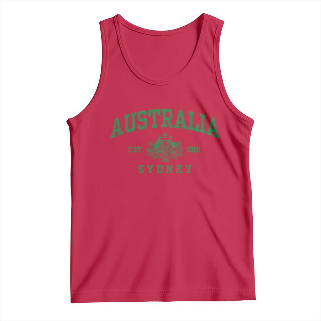 Australia Sydney Est 1901 Tank Top Commonwealth Vintage Crest TS11 Red Print Your Wear