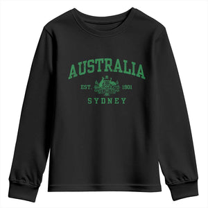 Australia Sydney Est 1901 Youth Sweatshirt Commonwealth Vintage Crest TS11 Black Print Your Wear