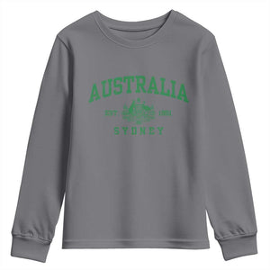 Australia Sydney Est 1901 Youth Sweatshirt Commonwealth Vintage Crest TS11 Charcoal Print Your Wear