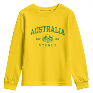 Australia Sydney Est 1901 Youth Sweatshirt Commonwealth Vintage Crest TS11 Daisy Print Your Wear