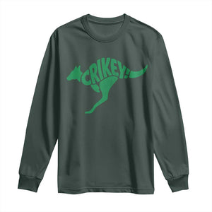 Crikey Australian Kangaroo Oz Slang Australia Long Sleeve Shirt TS11 Dark Forest Green Print Your Wear
