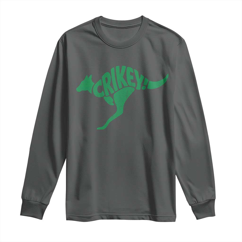 Crikey Australian Kangaroo Oz Slang Australia Long Sleeve Shirt TS11 Dark Heather Print Your Wear