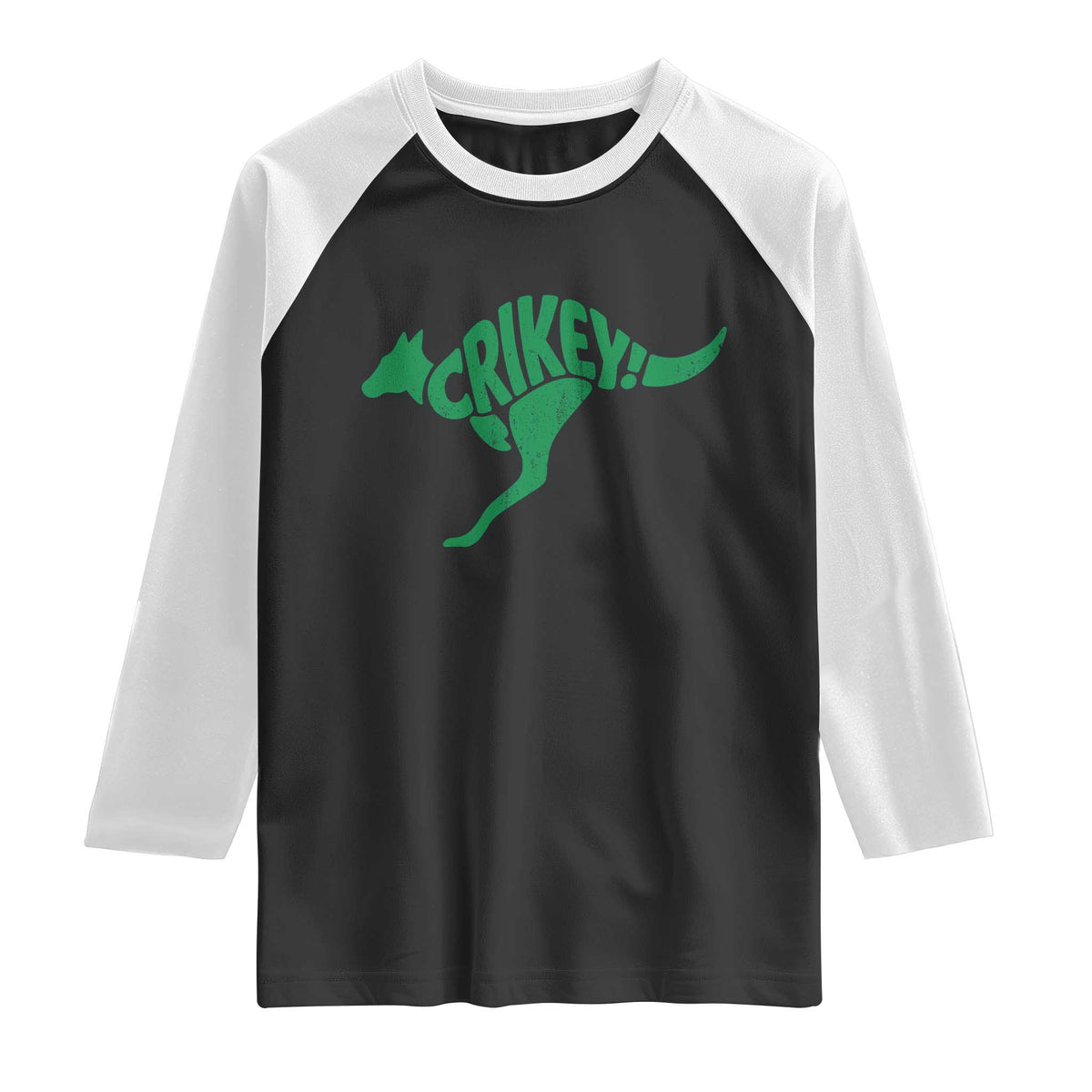 Crikey Australian Kangaroo Oz Slang Australia Raglan Shirt TS11 Black White Print Your Wear