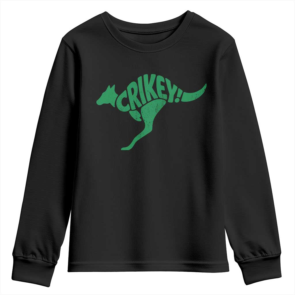 Crikey Australian Kangaroo Oz Slang Australia Youth Sweatshirt TS11 Black Print Your Wear