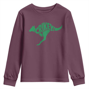Crikey Australian Kangaroo Oz Slang Australia Youth Sweatshirt TS11 Maroon Print Your Wear