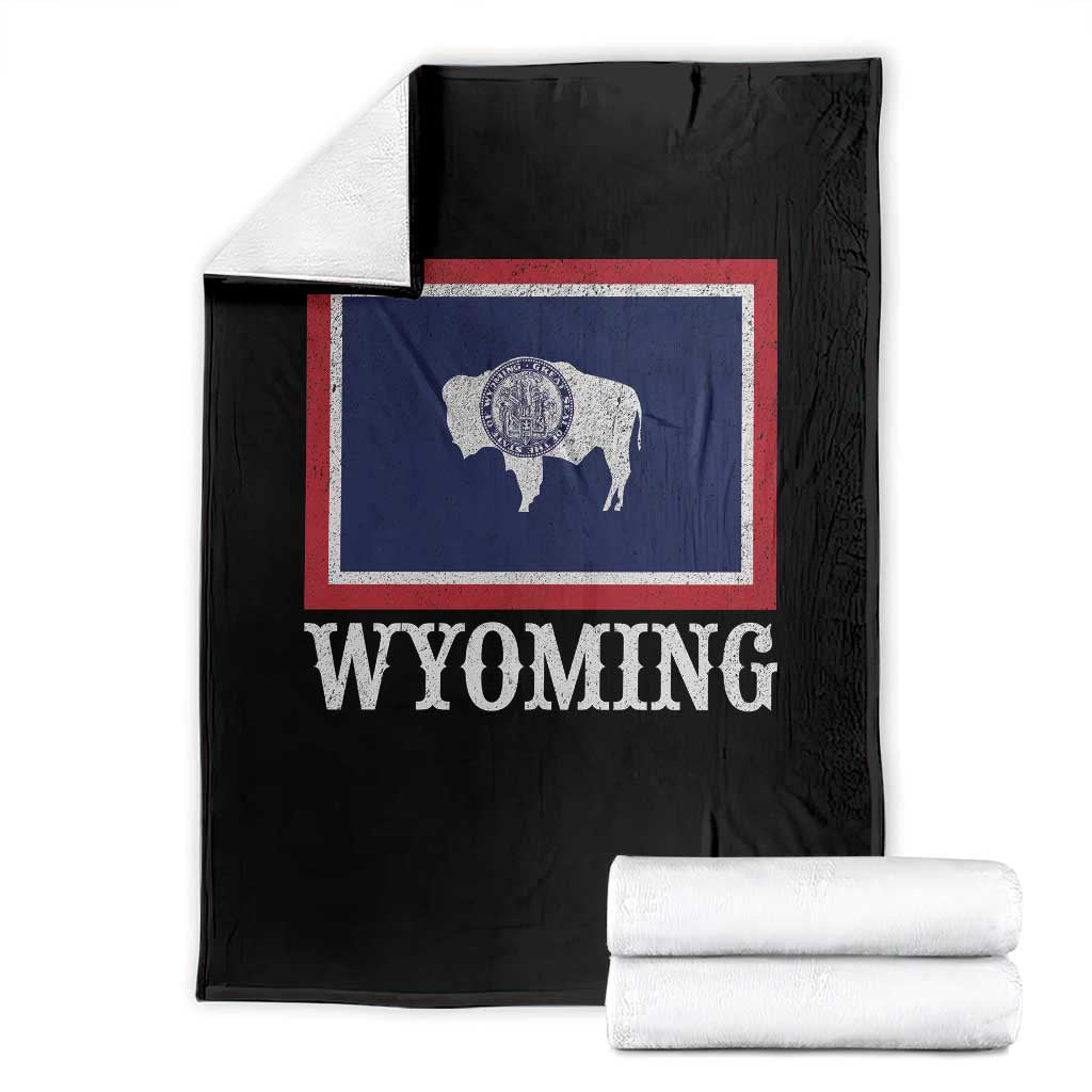 Vintage State of Wyoming Flag Bison Cheyenne Jackson Hole Throw Blanket TS11 Black Print Your Wear