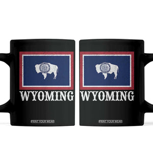 Vintage State of Wyoming Flag Bison Cheyenne Jackson Hole Coffee Mug TS11 Black Print Your Wear