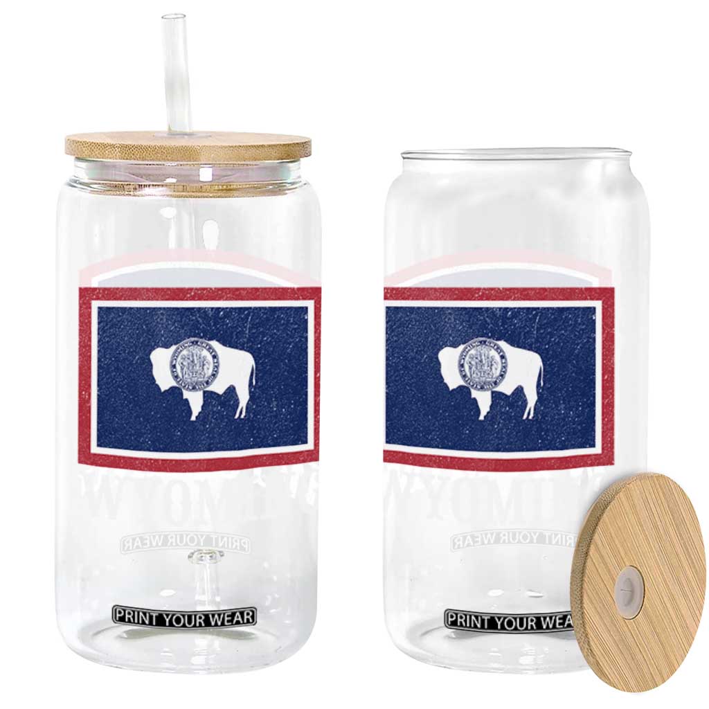 Vintage State of Wyoming Flag Bison Cheyenne Jackson Hole Glass Can TS11 Print Your Wear