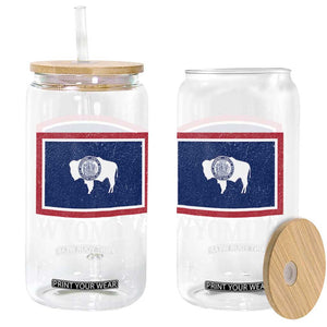 Vintage State of Wyoming Flag Bison Cheyenne Jackson Hole Glass Can TS11 Print Your Wear