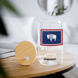 Vintage State of Wyoming Flag Bison Cheyenne Jackson Hole Glass Can TS11 Print Your Wear