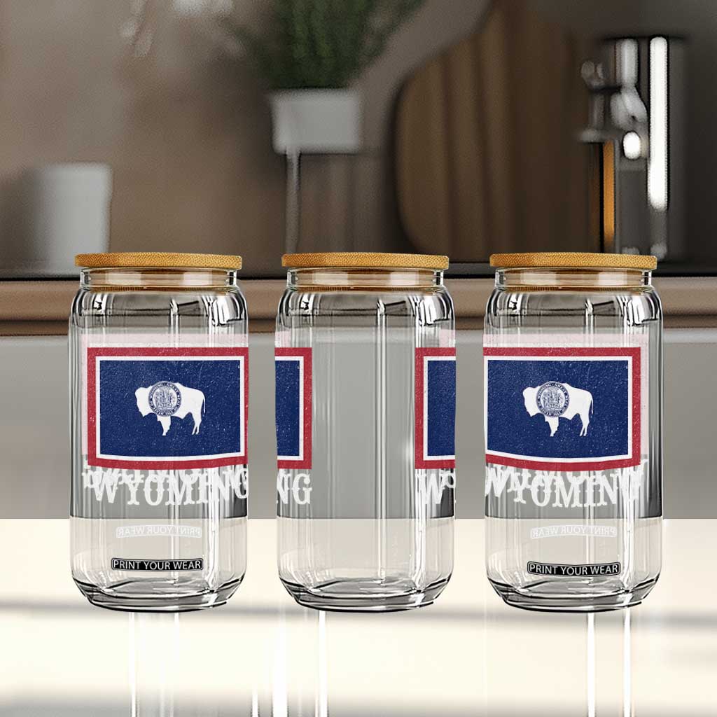 Vintage State of Wyoming Flag Bison Cheyenne Jackson Hole Glass Can TS11 Print Your Wear