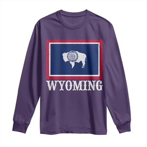 Vintage State of Wyoming Flag Bison Cheyenne Jackson Hole Long Sleeve Shirt TS11 Purple Print Your Wear